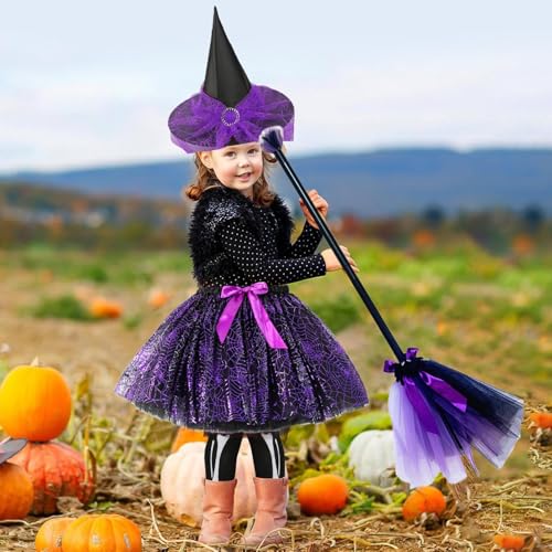 Disfraz de bruja de Halloween elástico sin costuras molestas para niños 5