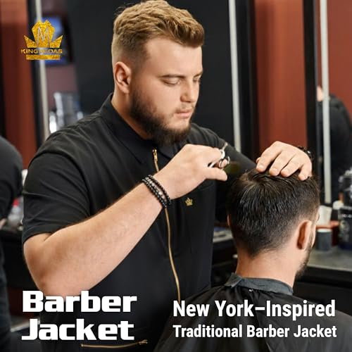 Image of King Midas Professional Barber Jacket for Men - Ultra Lightweight Short Sleeve Barber Smock