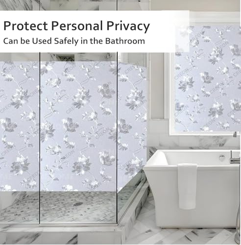 Image of CREON Flowers Window Glass Decorative Window Cling Non-Adhesive Static UV Resistant Decals Reusable Sun Blocking Sticker for Home (12 X 80 Inch)