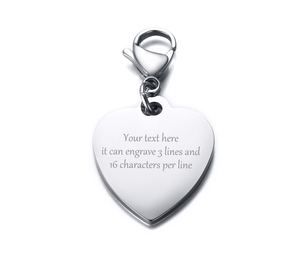 Sponsored Ad - VNOX Customize-Stainless Steel Heart Shape ID Tag Keychain,Charm for Bracelet Handmade Jewelry