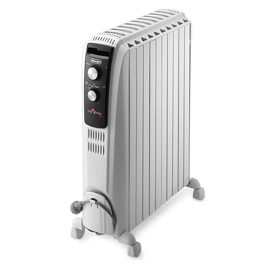 De'longhi Dragon TRD04 1025 - Radiador de aceite, 2500 w, función anti heladas, 3 ajustes potencia, asa y ruedas, almacenamiento cable, blanco