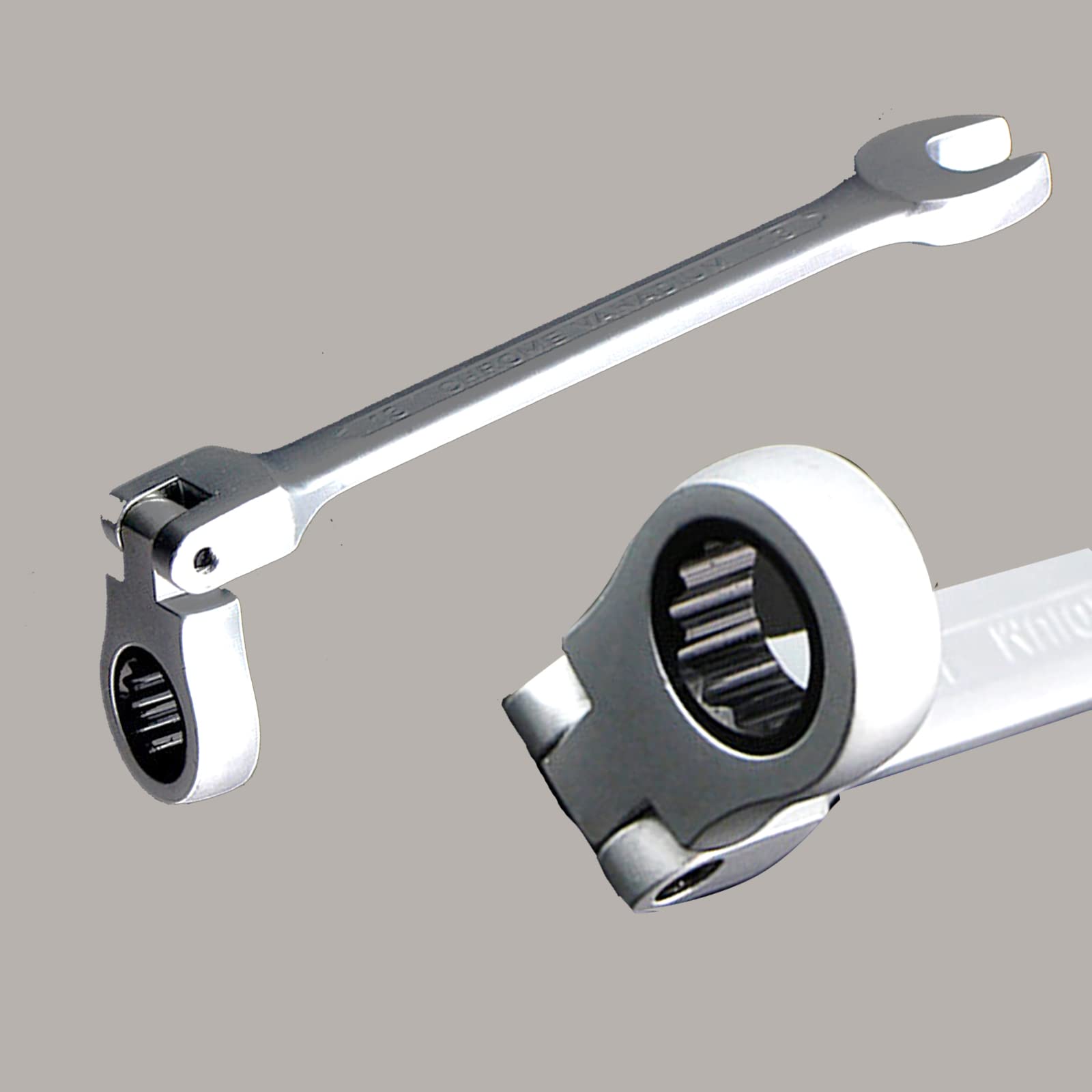 Vokenforu 17mm Ratchet Spanner, Ratcheting Combination Wrench, Hardened Chrome Vanadium Steel Open End Spanner Metric