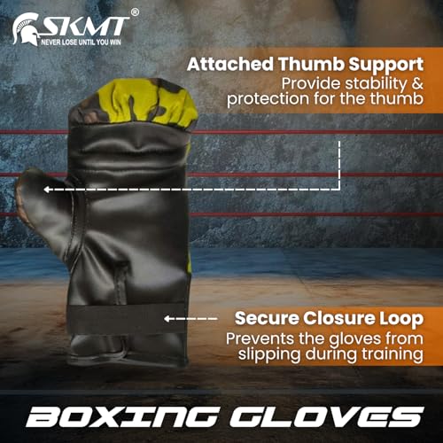 Image of SKMT NEVER LOSE UNTIL YOU WIN Kids Boxing Set - Camo Green (2-8 Years)