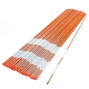 Sunnyglade 100PCS 48 Inch Driveway Marker Set 1/4 Inch Dia Fiberglass Reflective Snow Stakes with Steel Drill Bit & Protection Gloves for Parking Lots, Walkways(100, 1/4 Inch)