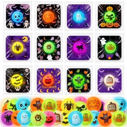 Capoda 24 Pack Halloween Non Candy Treats Kids Glow in the Dark Bouncy Ball