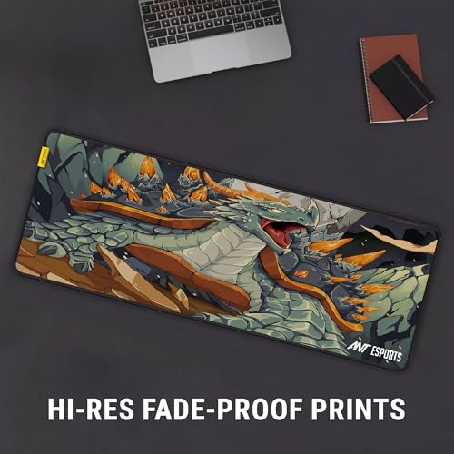 Ant Esports Golden Dragon Unique Mouse Pad Gaming Mouse Pad Extended Mouse Mat for Mouse Keyboard with Stitched Edges Waterproof Non-Slip Base... - Image 2