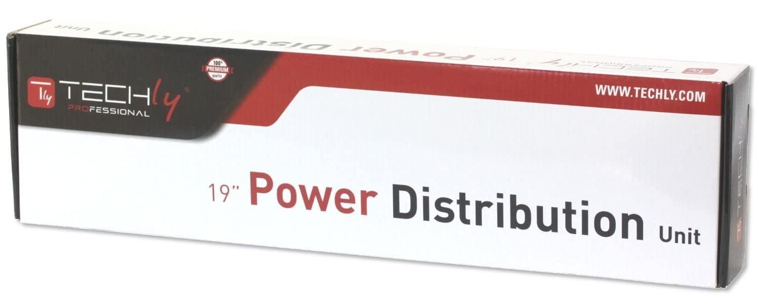TECHLY Professional 025725 - Regleta de 8 plazas de Rack de 19" con Interruptor Conector C14 1U Negro/Rojo