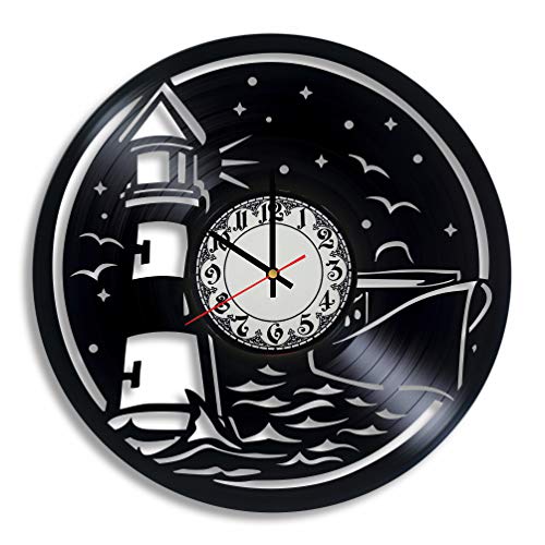 Lepri4ok Lighthouse Vinyl Wall Clock, Nautical Wall Decor, Lighthouse Wall Art, Lighthouse Charm, Lighthouse Decorations, Beach Decor, Vinyl Clock