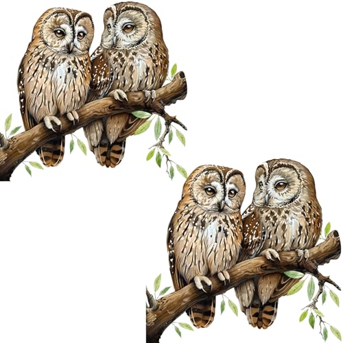 WBQMUNY 2 Pcs Window Stickers Owl Static Glass Clings Window Decals Owl on a Branch Reusable for...