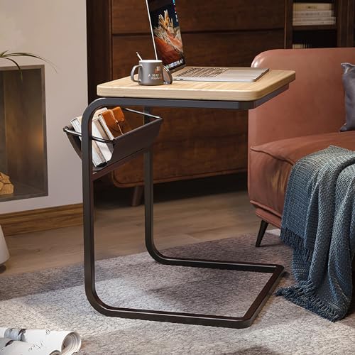 Mesa auxiliar para refrigerios y ordenador deslizable bajo el sofá del salón