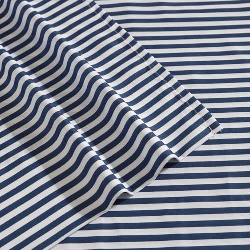Image of Eddie Bauer Kids - Full Sheets, Stain-Resistant Toddler Bedding with Matching Sham(s), Super Soft, Ideal Boy Room Essentials (Vivid Stripe Blue, Full)