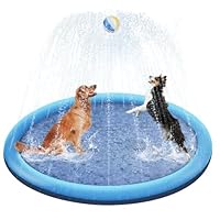 CNMTCCO Hundepool 100cm,Faltbarer Splash Sprinkler Pad,Planschbecken für Hunde,aufblasbarer Verdickt Wasserspielmatte,für Sommer Garten Strand & Pool Hinterhof Hundesprinkler Wasserspielzeug