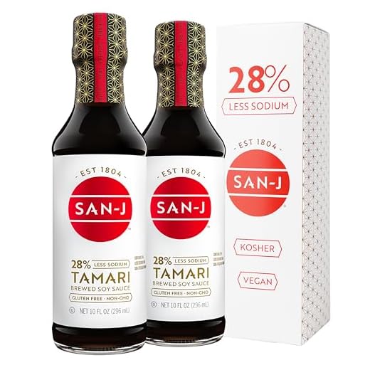 San-J - Gluten Free Tamari Soy Sauce with 28% Less Sodium - Specially Brewed - Made with 100% Soy - 10 oz. Bottles - 2 Pack