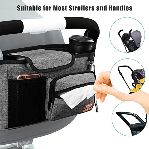 Homlynn Buggy Organizer Kinderwagen, Bietet Platz FüR 2 GeträNkehalter FüR Babyprodukte, Kann Zur Aufbewahrung Von Windeln Und Spielzeug Verwendet Werden, FüR Alle GeläNdewagenmodelle Geeignet