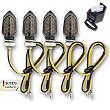 Binego 4x Motorrad LED Blinker Mini Micro Rauchglas Getönt E Geprüft für Quad Roller E Scooter Moped Motorroller CCM Tuning + Relais
