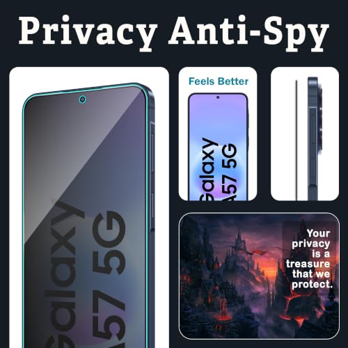 Image of FIRST MART Privacy Tempered Glass for Samsung Galaxy A57 & Samsung A37 With Cable Guard & Installation Kit | Anti-Spy 9H Screen Protector, Edge-to-Edge, Case-Friendly | Black