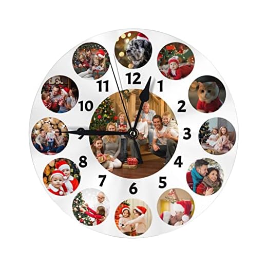 Nsipan Custom Wall Clock, 25cm Round, Photo Text, Silent Electronic, Fits Living Room, Kitchen, Bathroom, Home Decor