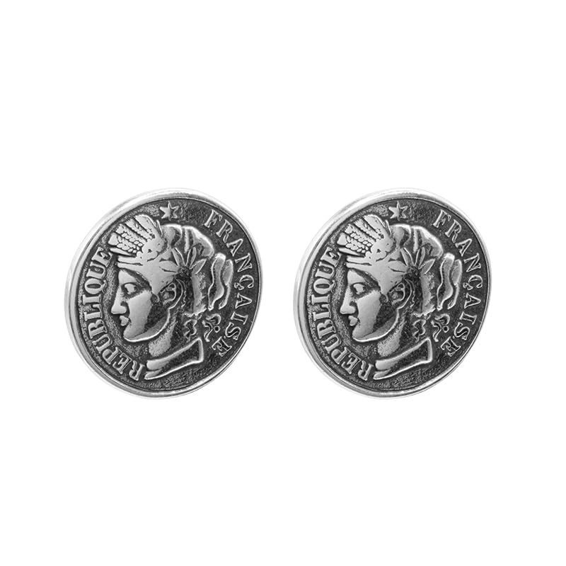 Ciclon1998 - pendiente moneda con tuerca - bañado en plata de ley - joya artesanal - ideal para regalo - coleccion France - 245600