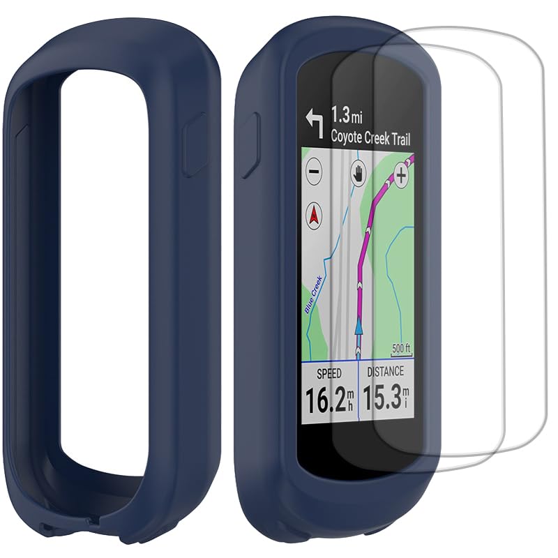 Buoluoioir Hülle für Garmin Edge Explore 2 + 2 Schutzfolien, Weiche Silikonhülle Stoßfest für GPS Fahrradcomputer Radfahren Tourenfahrten, Vollständiger Gehäuseschutz für Garmin Edge Explore 2, Blau