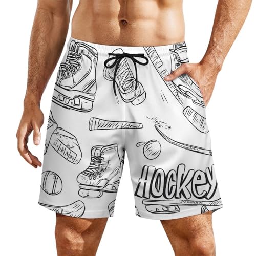 Hockey Skates And Ice Pucks Men's Board Shorts Swimsuit Beach Pants Swimwear Bathing Suits