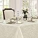 Newbridge Spring and Easter Portofino Scalloped Damask Fabric Tablecloth, 60 x 102 Inch Rectangle, Ivory, Wrinkle and Stain Resistant Fine Dining Holiday Party Table Cover