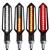 Justech 4pcs Flowing Motorbike Turn Signal Lights Flashing Turning Indicators Rear Brake Lights Daytime Running Lights for 12V Universal Motorcycle