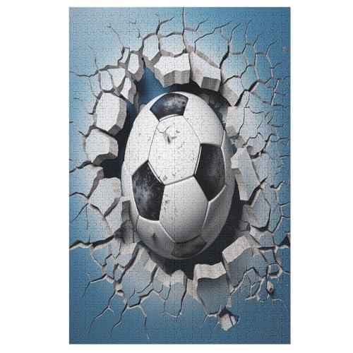 Puzzle de madera de fútbol de 1000 piezas, juegos de ajos para adultos, adolescentes, puzles imposibles, decoración para habitación infantil (78 x 53 cm)