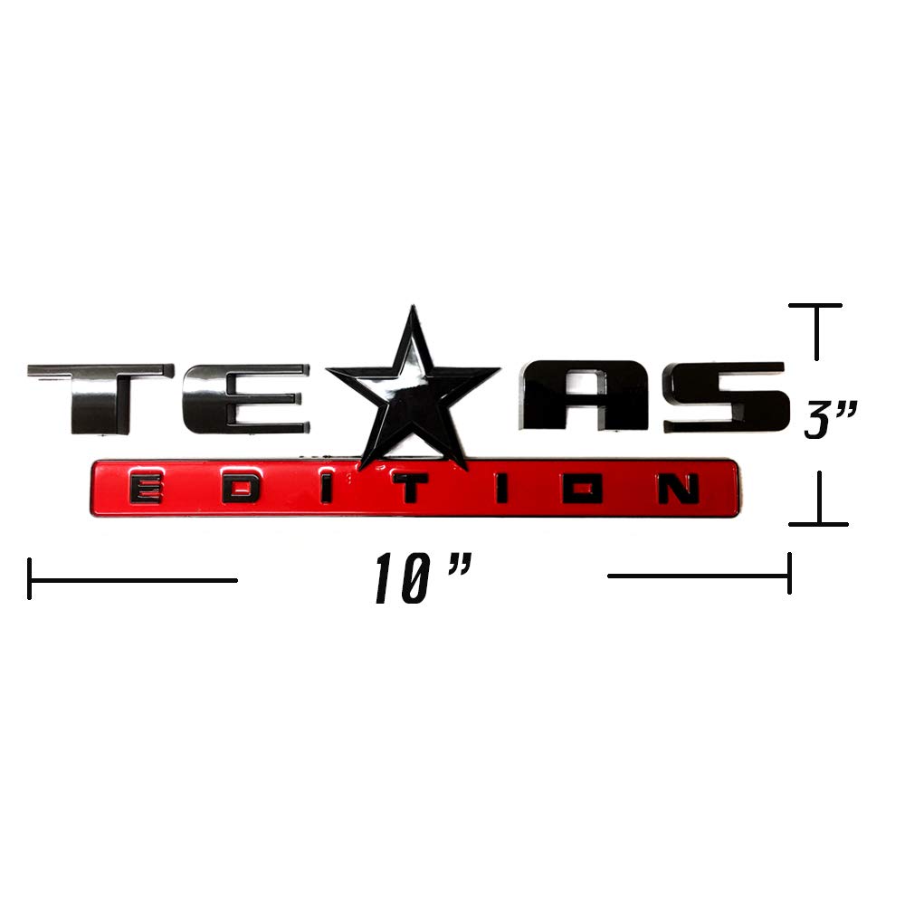 1PC/2PC/3PC Texas Edition Emblem Silver&Black/Silver&Red/All Black/Black&Red/Color American Flag&Silver/Black American Flag&Silver for Chevy Silverado Sierra Universal (Black & Red 2 Count)