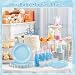NatNarr 30 Stück Hellblaue Pappteller, 9 Inch Einweg Party Pappteller mit Wellenschliff, Babyblau Dessertteller für Geburtstag, Babyparty, Hochzeit