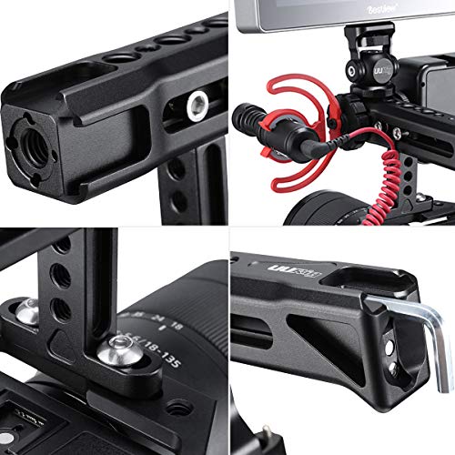 Camera Top Handle Hot Shoe for Cage, 3 Cold Shoe Mount for Light Mic Monitor Stand Arri Positioning Hole DSLR Digital Camera Cage Accessory Kits - Thumbnail 4