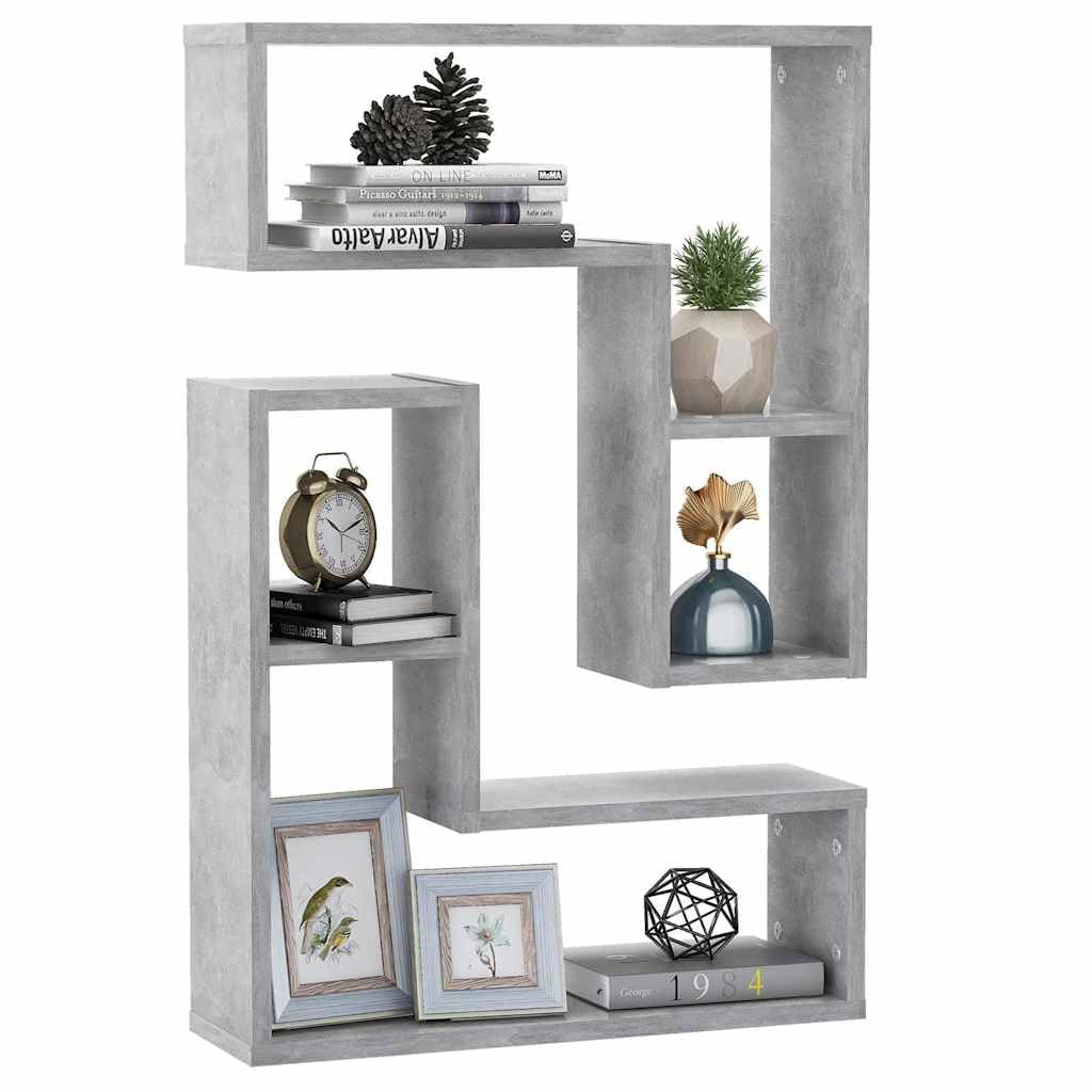Scaffale da parete, 2 pezzi, grigio cemento, 50 x 15 x 50 cm, in legno, per soggiorno, camera da letto, cucina, cameretta dei bambini, ufficio, decorazione