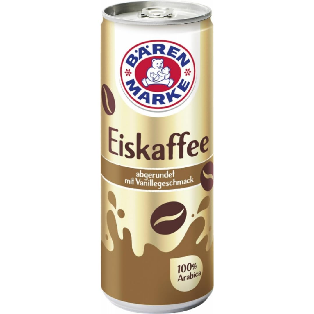 Bärenmarke Eiskaffee aus vollmundiger Milch und aromatischem Arabica-Kaffee 250 Mililiter x 6 Dose mit Pufai