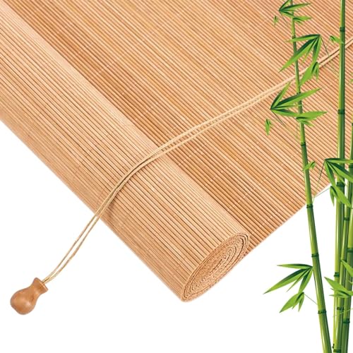 Cortinas de bambu persiana de rolo exterior interior cortinas romanas, 50 75 95 100 115 140 155 160, 175, 180 cm de largura para varanda, pátio, porta sala de estar fácil Instalação ar