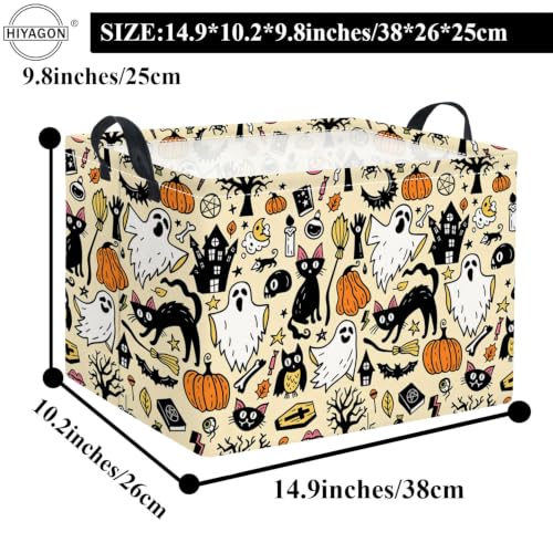 Image of Rectangular Halloween Basket Trick or Treat Pumpkin Basket Cute Storage Bin (Halloween)