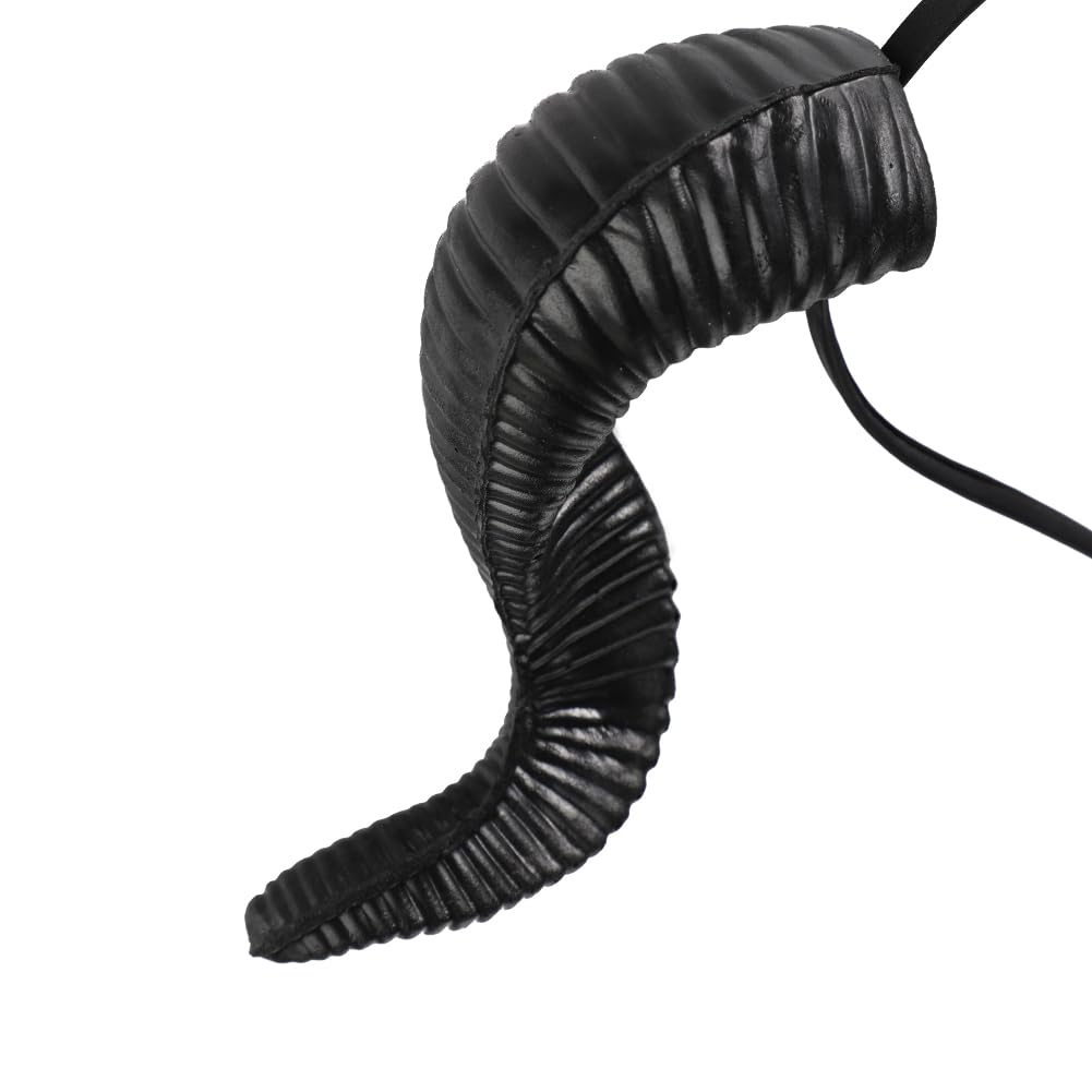 QCHOMEE Adult Sheep Goat Horn Headband Halloween Black Horn for Women Men Headwear Devil Demon Witch Cosplay Hairband Headdress Hair Accessorie - Image 2