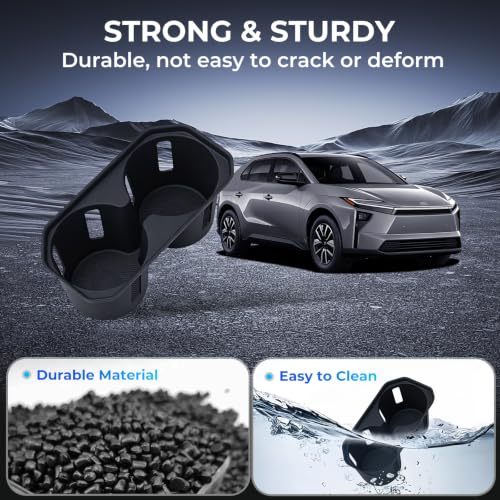 Image of Center Console Cup Holder Inserts for Toyota BZ 2026+, Interior Accessories TPE Car Cup Holders Covers Protector for 2026+ BZ, Black