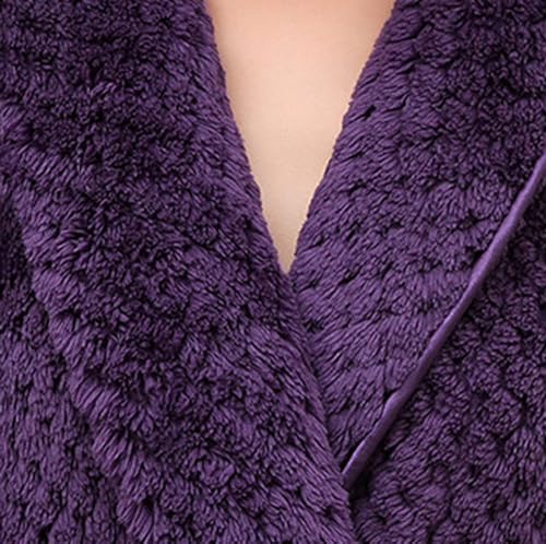 GIBZ Men Thick Fleece Robe Solid Plush Bathrobe with Pockets Shawl Collar2