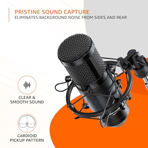 Image of amazon basics Condenser USB Microphone Kit with Adjustable Scissor Arm Stand | Shock Mount for PC and Mac