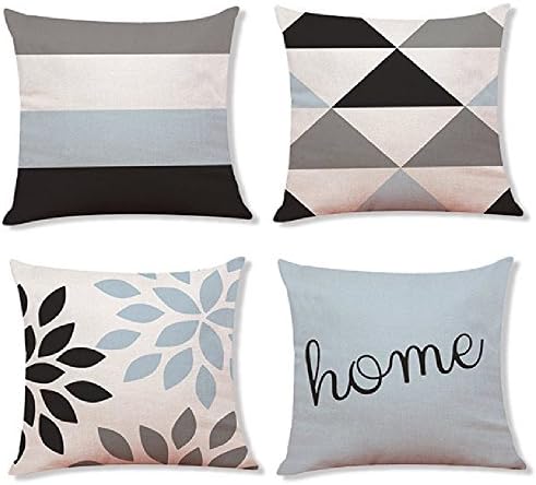 Decemter 4PCS Geometric Tree Leaf Throw Cushion Cover Cotton Linen Pillowcase Home Decoration 18x18 Beige