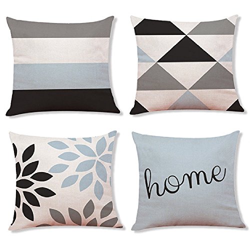 Decemter 4Pcs Geometric Tree Leaf Throw Cushion Cover Cotton Linen Pillowcase Home Decoration 18X18 Beige #TOP1