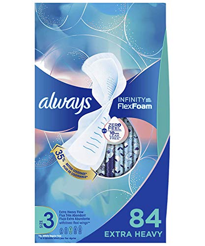 Always Infinity Feminine Pads for Women, Size 3, Extra Heavy Flow Absorbency,