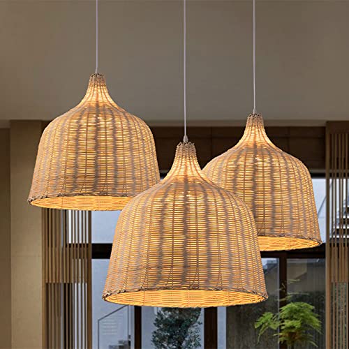 Lampe suspendue E27 en bambou pour éclairage de salle à manger - 5