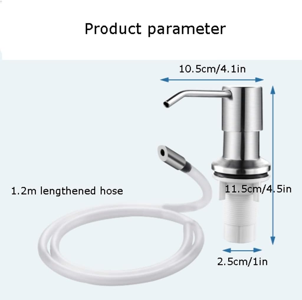 Extractor Kitchen Sink Soap Dispenser, Stainless Steel Soap Pump, Refillable Liquid Dispenser, Dish Soap Dispenser with Silicone Tube Soap Pump (Size : 1-1.6in)