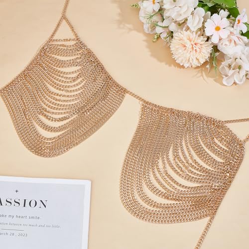 Cadena corporal para mujer con múltiples capas de borlas doradas NICENEEDED 6