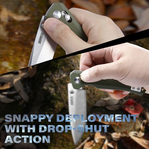 Image of Dispatch Axis Lock Folding Pocket Knife with Clip, 3.46 inch D2 Steel Drop Point Blade and G10 Handle, Crossbar Lock EDC Pocket Knife for Men Women Hiking Camping Hunting Survival Knives
