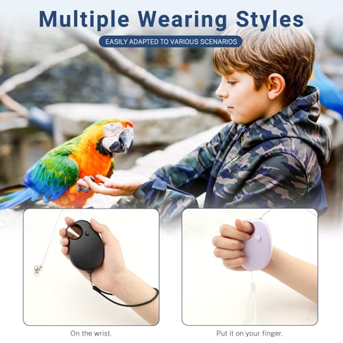 Image of 19.7FT Auto Retractable Bird Leash, Anti-Bite Wire Bird Harness, Adjustable Parrot Leash with 9 Sizes Alloy Foot Rings, Conure Cockatiel Parakeet Flying Training Rope