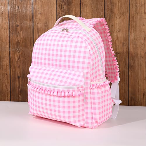 Nylon Backpacks for Women Lightweight Cute Casual Daypack Backpacks for Travel Shopping (Gingham Pink)2