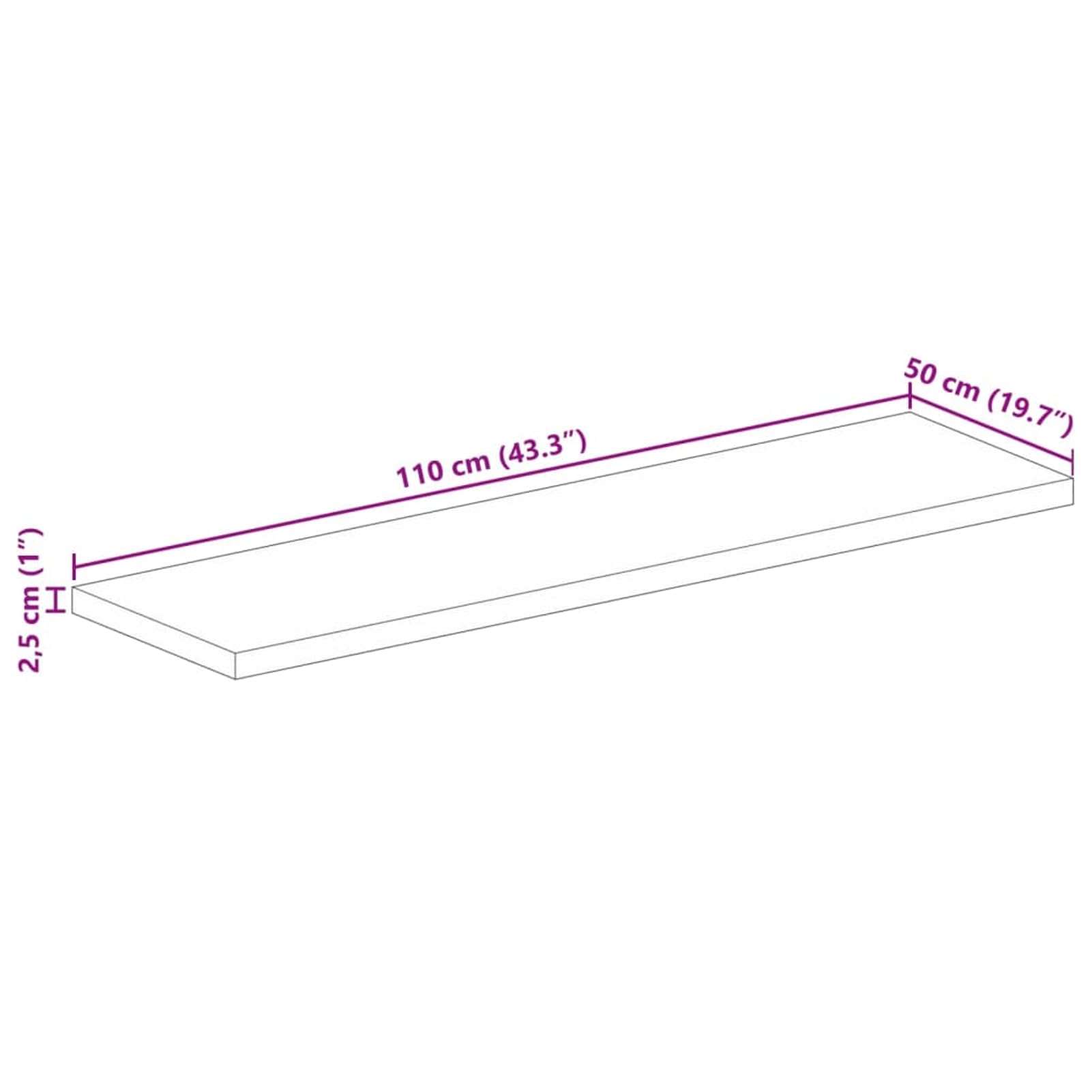Blat stołu, prostokątny, stare drewno, lite drewno, 110 x 50 x 2,5 cm, do jadalni i obszaru roboczego