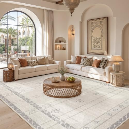 Image of cotiled 6x9 Area Rugs for Living Room: Boho Washable Rug for Dining Room