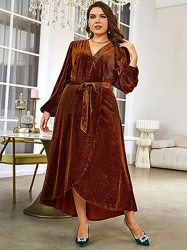 Image of BerryGo Women's Velvet V Neck Wrap Semi Formal Dress Cocktail Party Maxi Dress for Wedding Guest